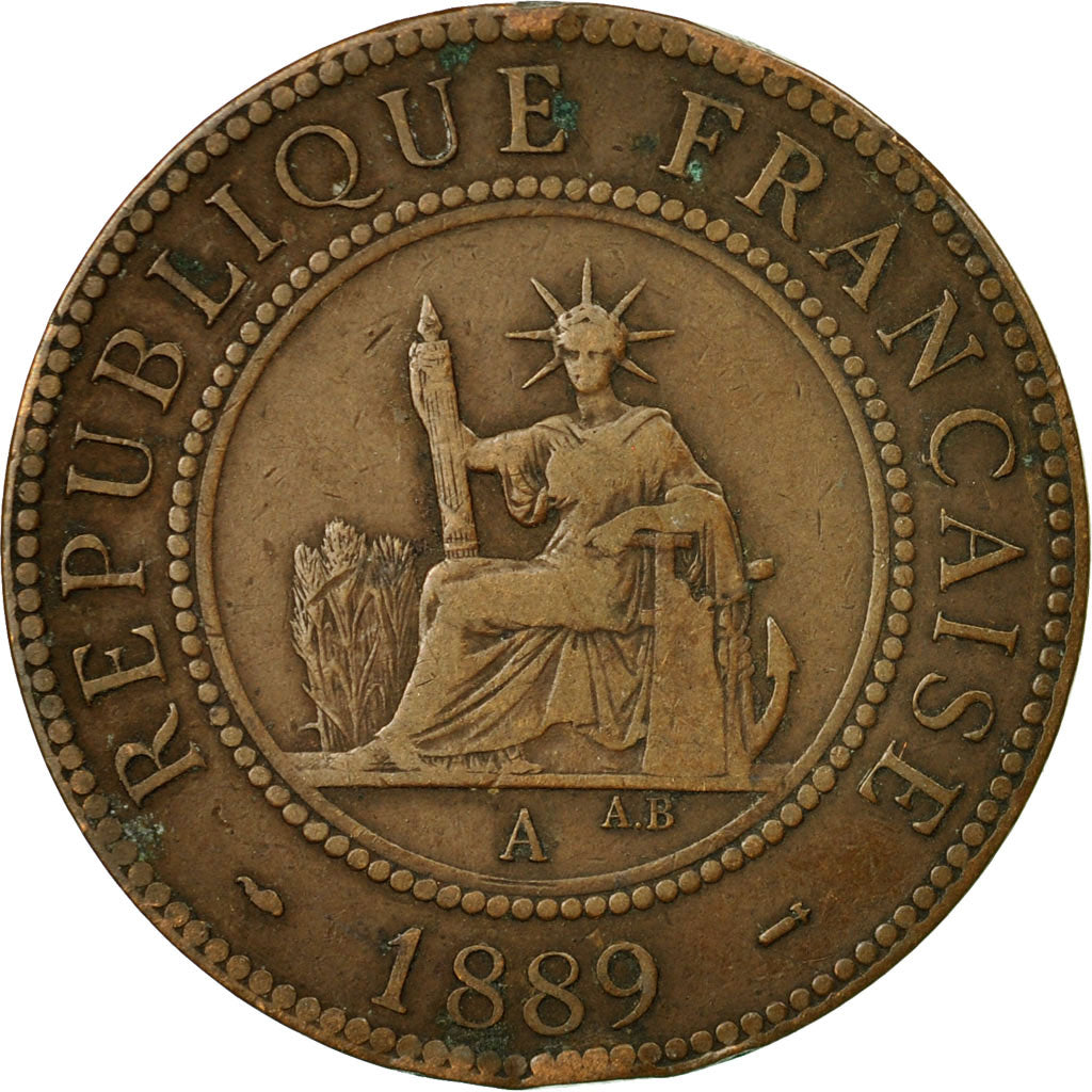Coin, FRENCH INDO-CHINA, Cent, 1889, Paris, VF(30-35), Bronze, KM:1