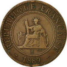 Coin, FRENCH INDO-CHINA, Cent, 1889, Paris, VF(30-35), Bronze, KM:1