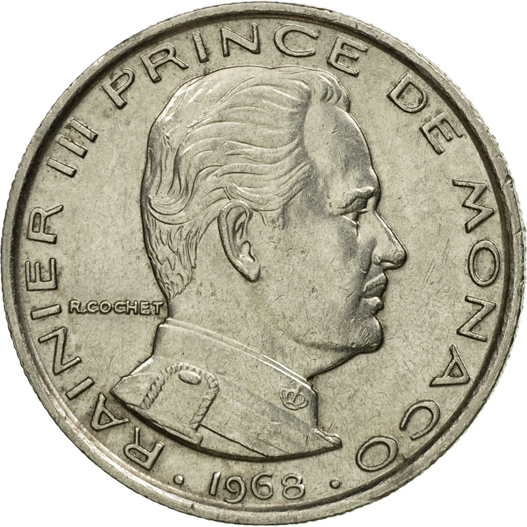 Moneta, Monaco, Rainier III, Franc, 1968, EF(40-45), Nikiel, KM:140, Gadoury:MC