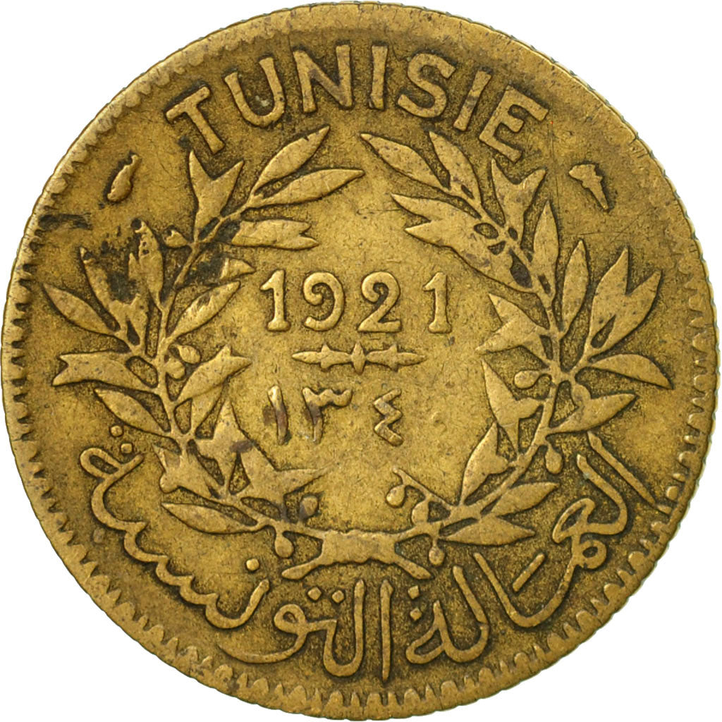 Coin, Tunisia, Muhammad al-Nasir Bey, Franc, 1921, Paris, VF(30-35), Silver