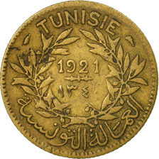 Coin, Tunisia, Muhammad al-Nasir Bey, Franc, 1921, Paris, VF(30-35), Silver