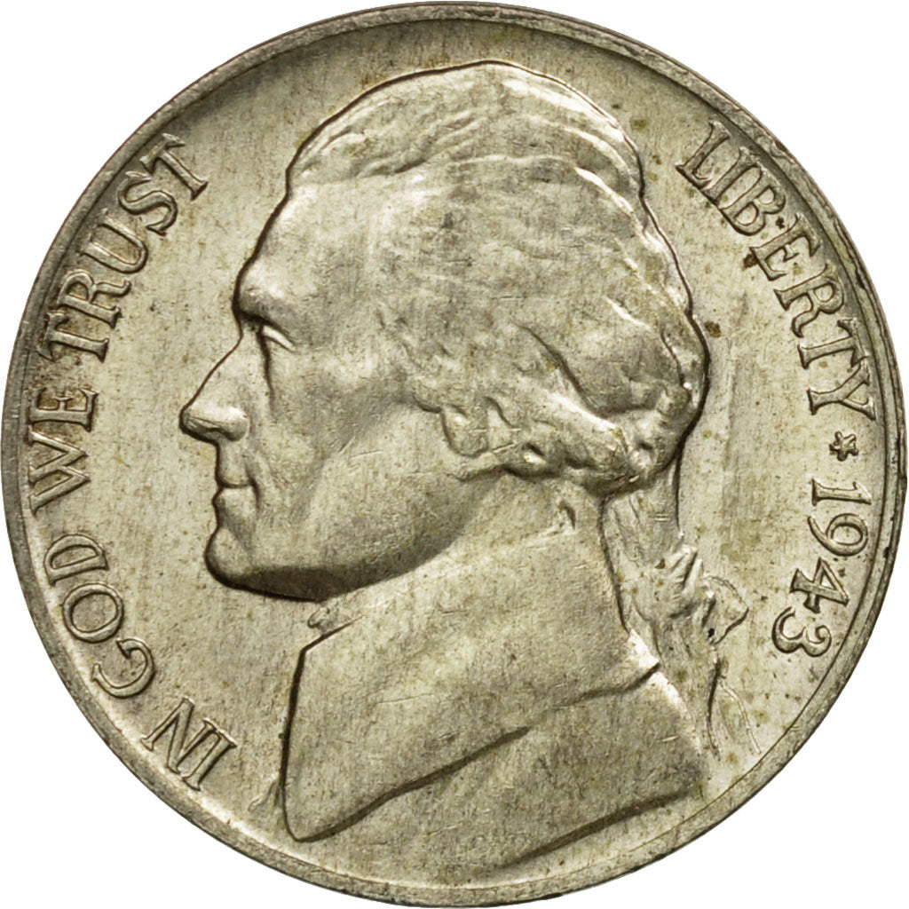 Münze, Vereinigte Staaten, Jefferson Nickel, 5 Cents, 1943, U.S. Mint