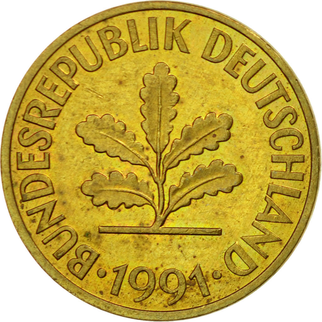 Moneta, GERMANIA - REPUBBLICA FEDERALE, 10 Pfennig, 1991, Karlsruhe, BB, Acciaio