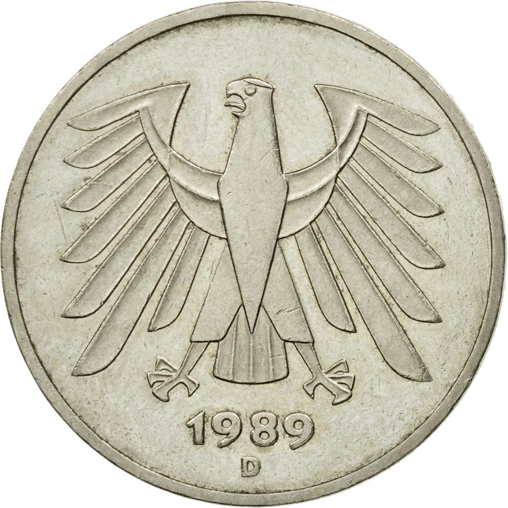 Moneta, GERMANIA - REPUBBLICA FEDERALE, 5 Mark, 1989, Munich, BB, Nichel