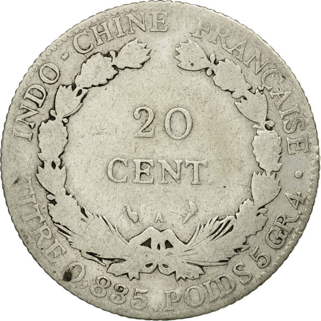 Coin, FRENCH INDO-CHINA, 20 Cents, 1900, Paris, VF(20-25), Silver, KM:10