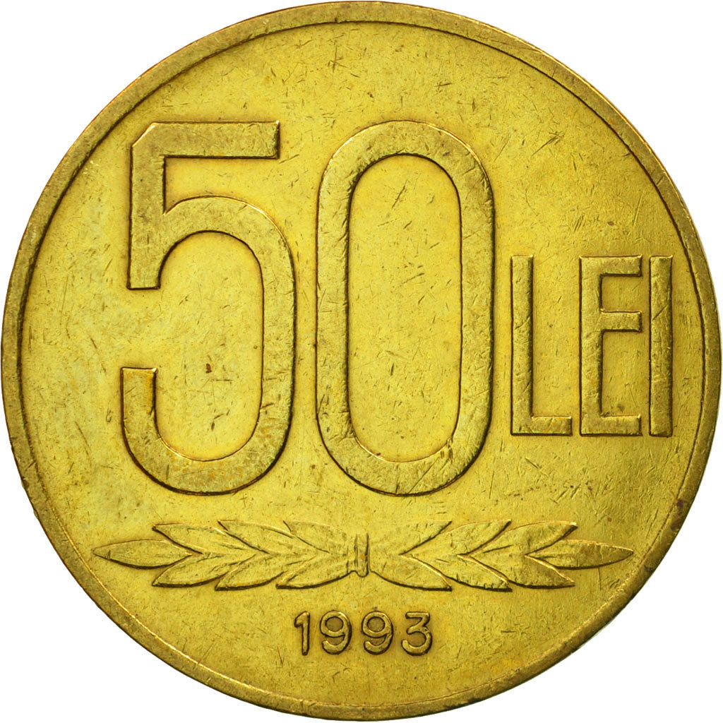 Coin, Romania, 50 Lei, 1993, EF(40-45), Brass Clad Steel, KM:110