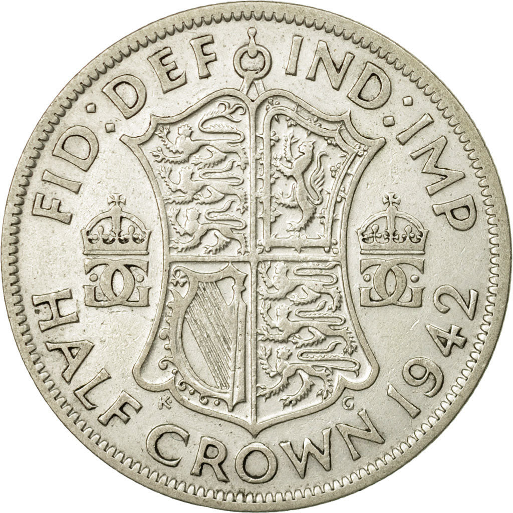 Coin, Great Britain, George VI, 1/2 Crown, 1942, EF(40-45), Silver, KM:856