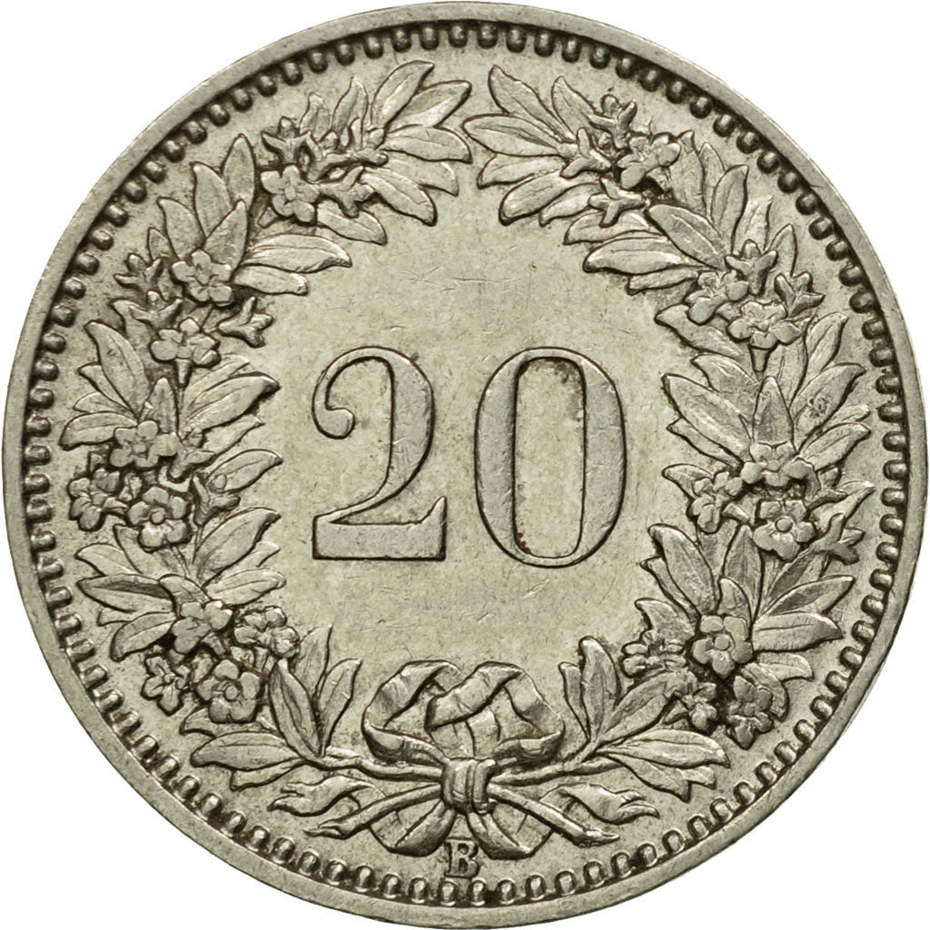 Münze, Schweiz, 20 Rappen, 1938, Bern, SS, Nickel, KM:29