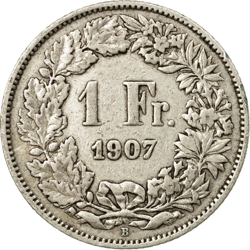 Coin, Switzerland, Franc, 1907, Bern, EF(40-45), Silver, KM:24