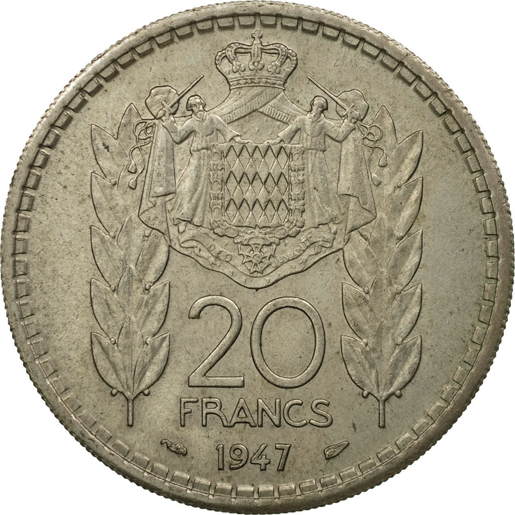 Monnaie, Monaco, Louis II, 20 Francs, Vingt, 1947, Poissy, TTB, Copper-nickel