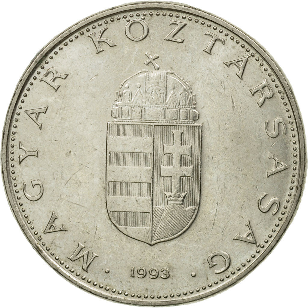 Moneda, Hungría, 10 Forint, 1993, Budapest, MBC, Cobre - níquel, KM:695