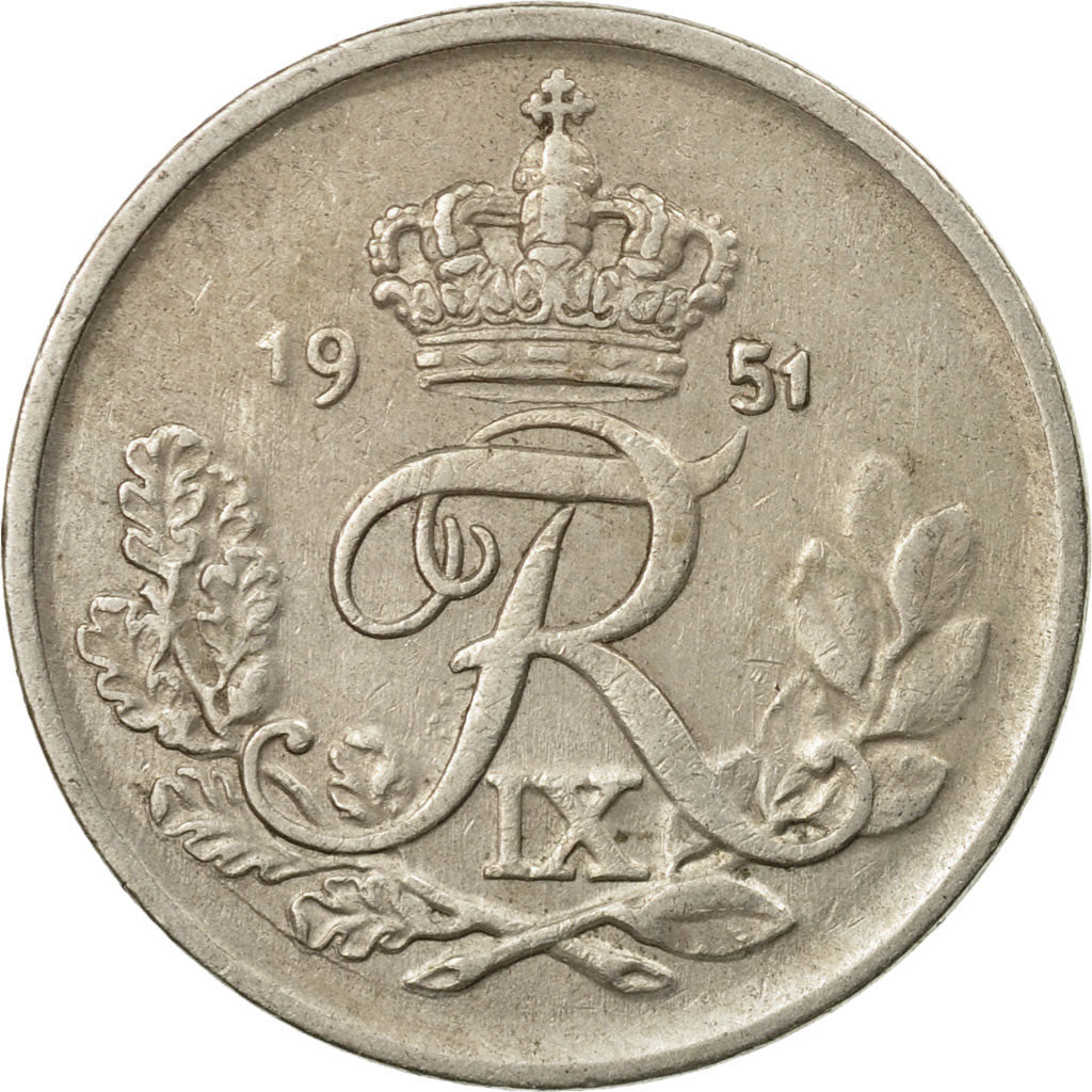 Coin, Denmark, Frederik IX, 25 Öre, 1951, Copenhagen, EF(40-45), Copper-nickel