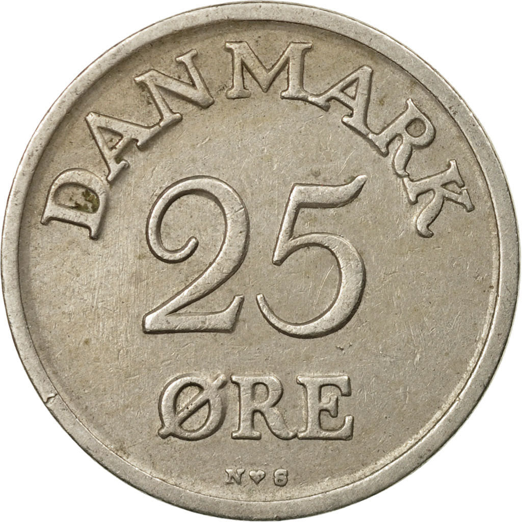 Coin, Denmark, Frederik IX, 25 Öre, 1951, Copenhagen, EF(40-45), Copper-nickel