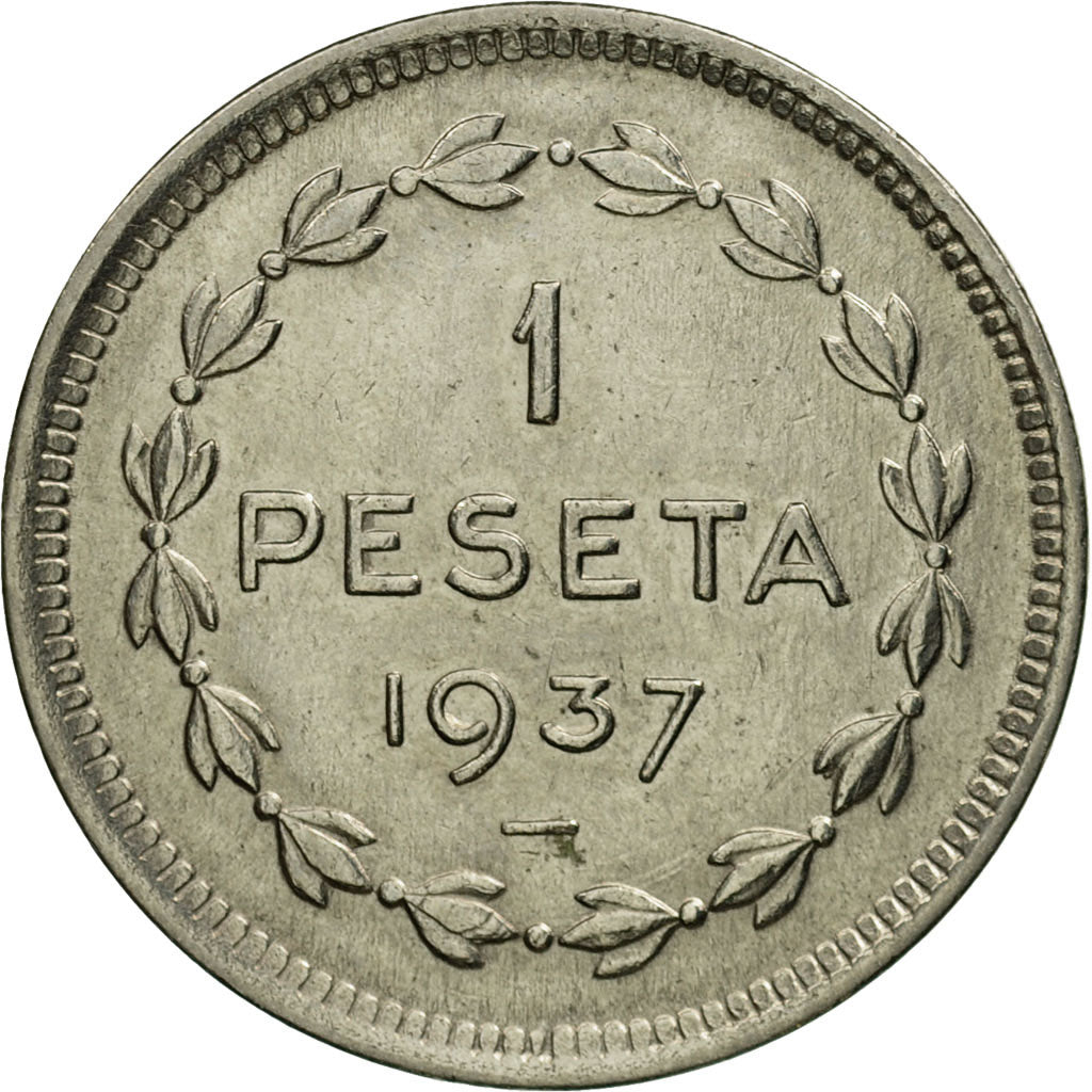 Coin, SPAIN CIVIL WAR, EUZKADI, Peseta, 1937, Brussels, AU(55-58), Nickel, KM:1