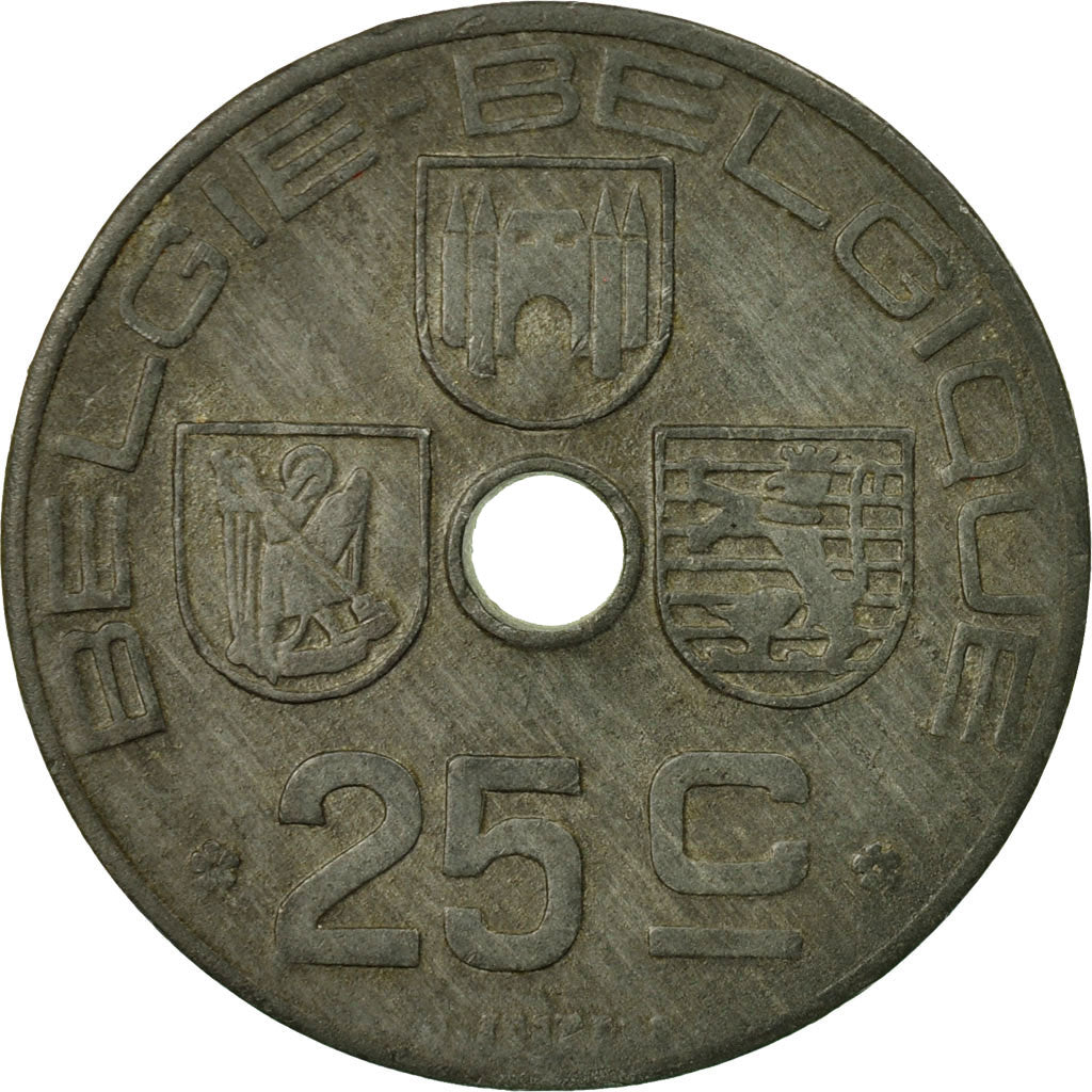 Moneda, Bélgica, 25 Centimes, 1944, MBC+, Cinc, KM:132
