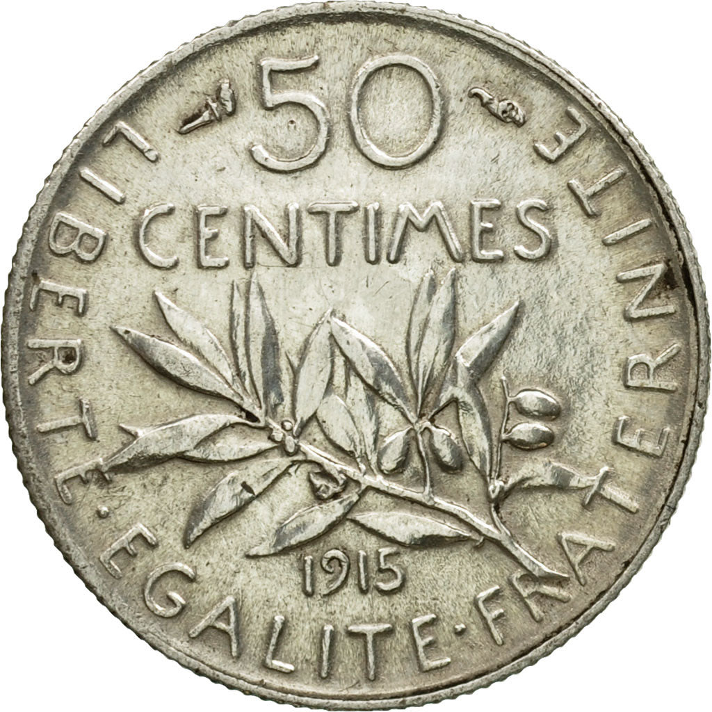 Coin, France, Semeuse, 50 Centimes, 1915, Paris, EF(40-45), Silver, KM:854, Le