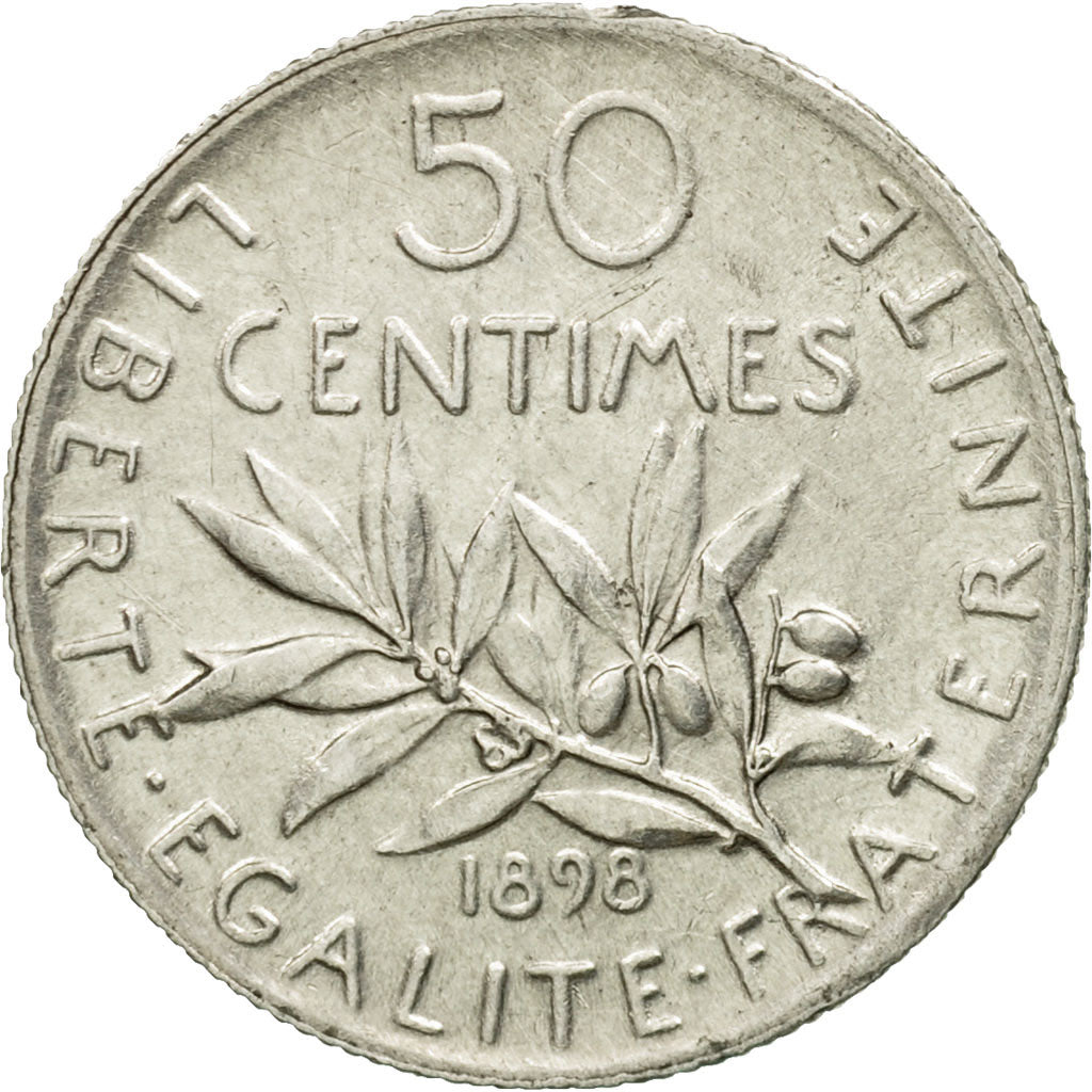 Coin, France, Semeuse, 50 Centimes, 1898, Paris, AU(55-58), Silver, KM:854, Le