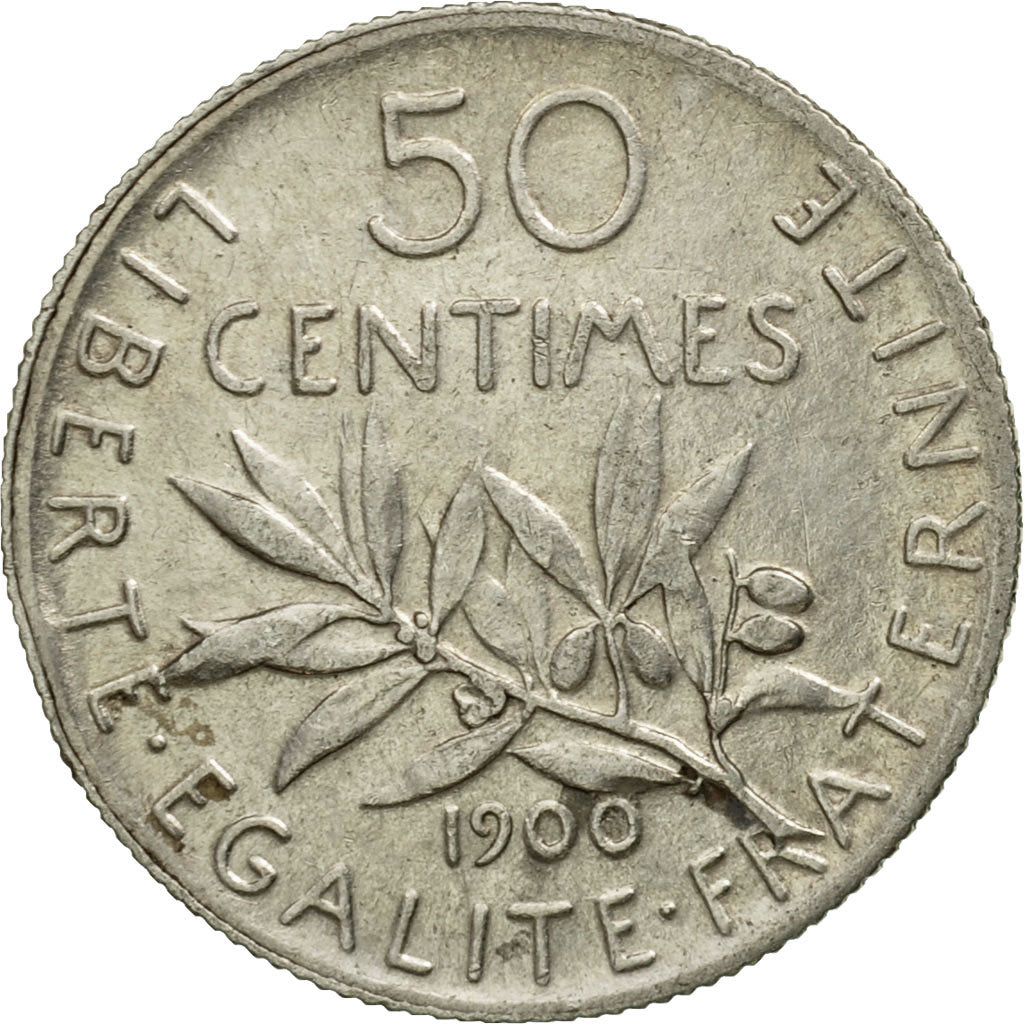 Coin, France, Semeuse, 50 Centimes, 1900, Paris, AU(50-53), Silver, KM:854, Le