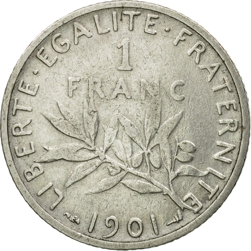 Coin, France, Semeuse, Franc, 1901, Paris, VF(30-35), Silver, KM:844.1, Le