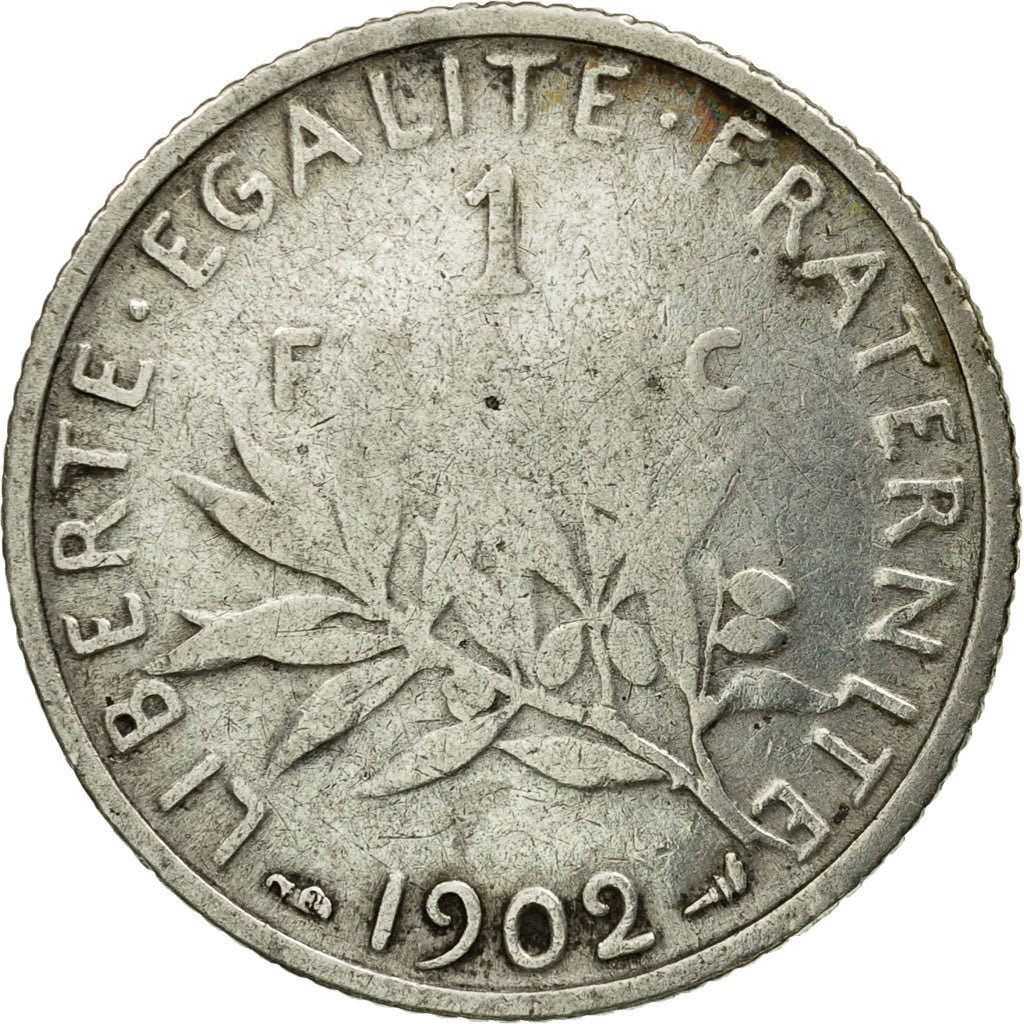 Coin, France, Semeuse, Franc, 1902, Paris, VF(30-35), Silver, KM:844.1, Le