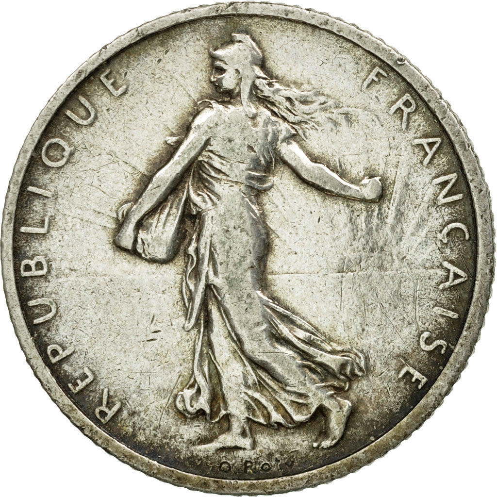 Moneta, Francia, Semeuse, Franc, 1908, Paris, MB+, Argento, KM:844.1, Le
