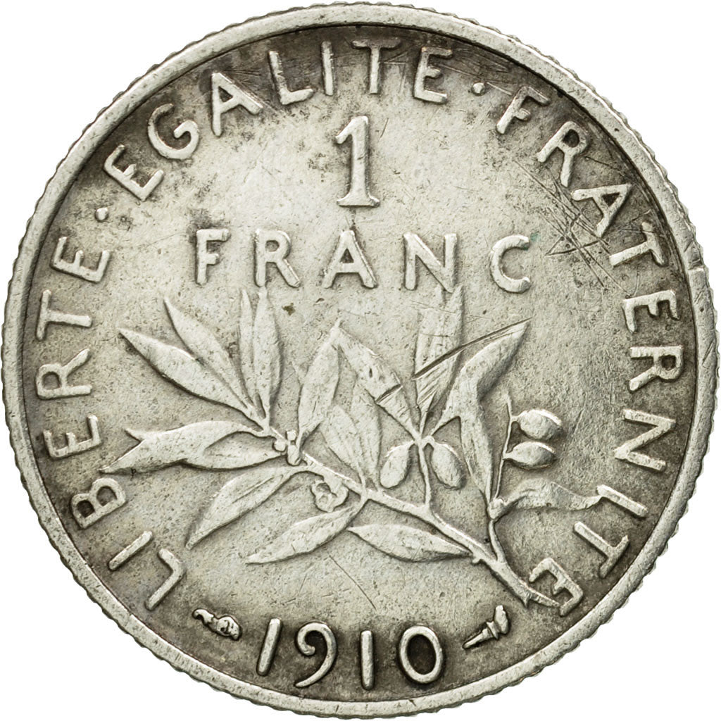 Monnaie, France, Semeuse, Franc, 1910, Paris, TTB, Argent, KM:844.1, Le