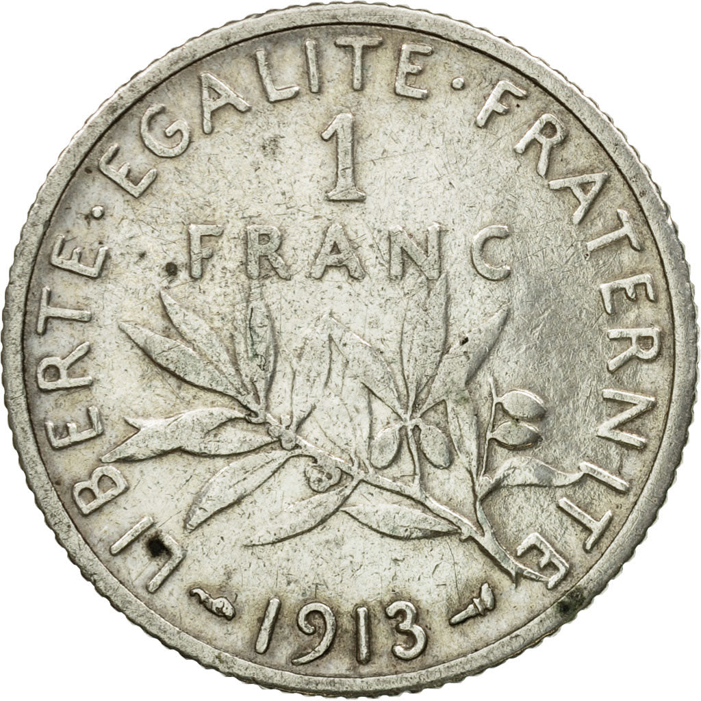Coin, France, Semeuse, Franc, 1913, Paris, VF(30-35), Silver, KM:844.1, Le