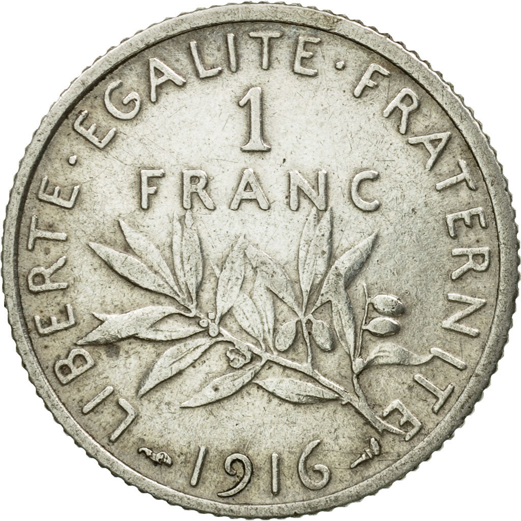 Coin, France, Semeuse, Franc, 1916, Paris, EF(40-45), Silver, KM:844.1
