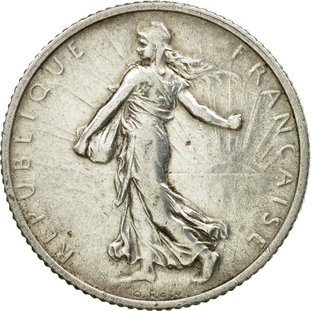 Moneta, Francia, Semeuse, Franc, 1918, Paris, MB+, Argento, KM:844.1, Le