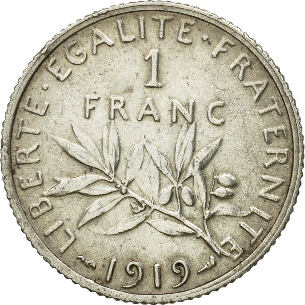 Münze, Frankreich, Semeuse, Franc, 1919, Paris, S+, Silber, KM:844.1