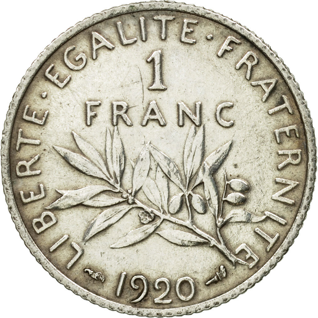 Coin, France, Semeuse, Franc, 1920, Paris, VF(30-35), Silver, KM:844.1, Le