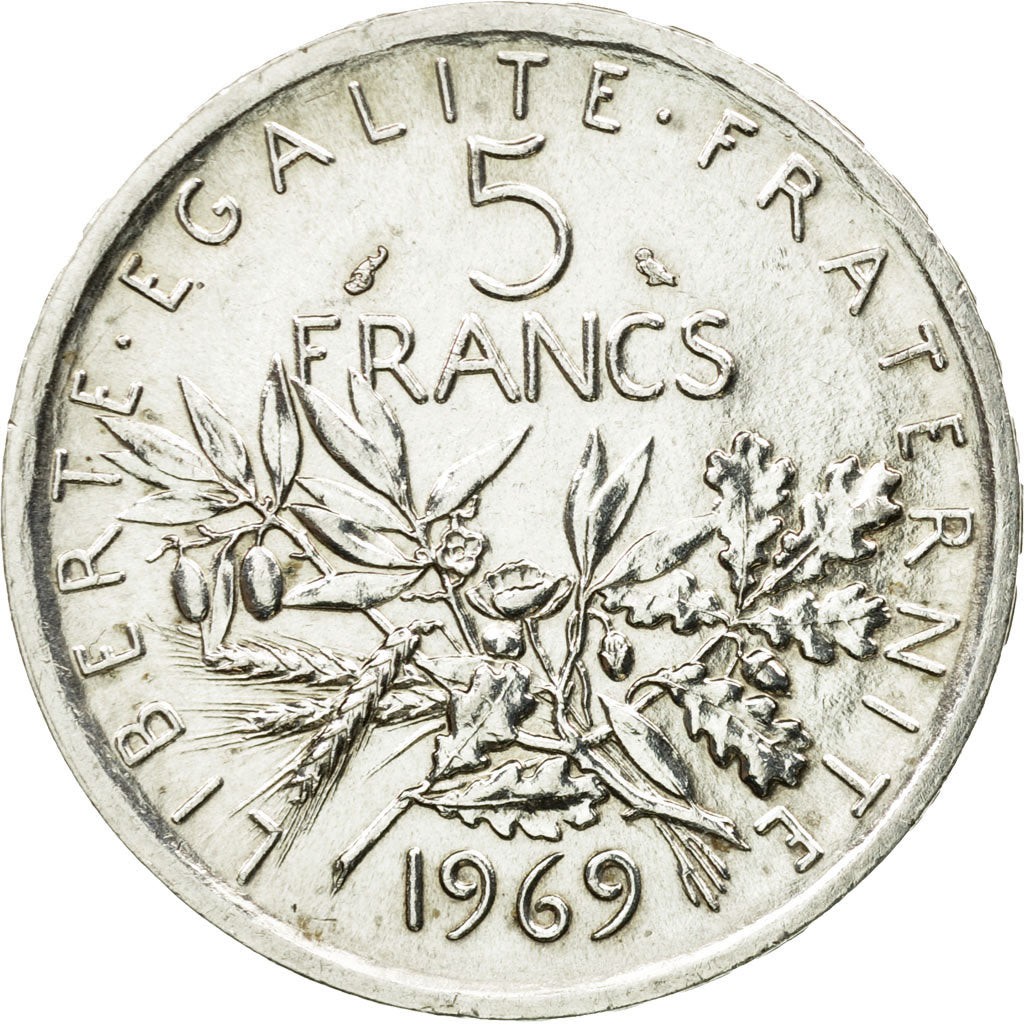 Moneta, Francia, Semeuse, 5 Francs, 1969, Paris, BB+, Argento, KM:926, Le