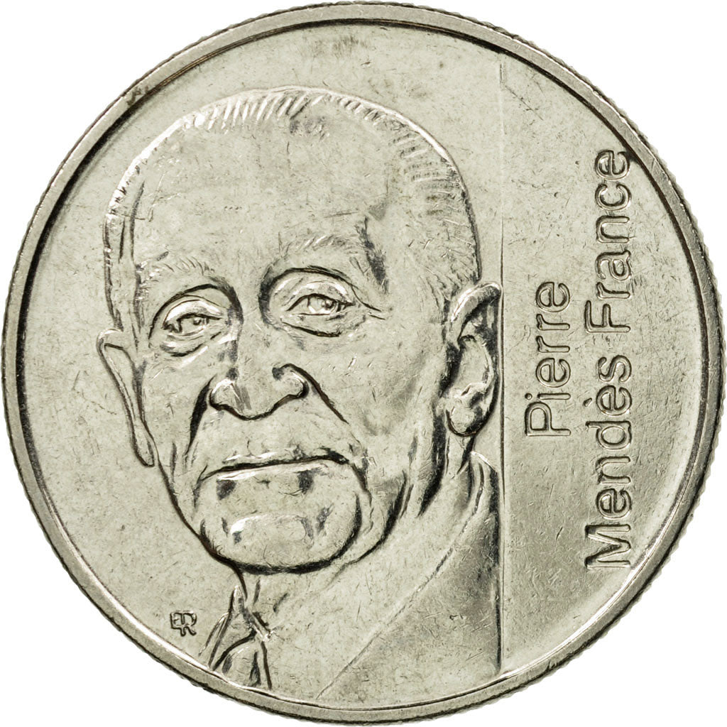 Moneda, Francia, Mendès France, 5 Francs, 1992, Paris, BC+, Níquel, KM:1006