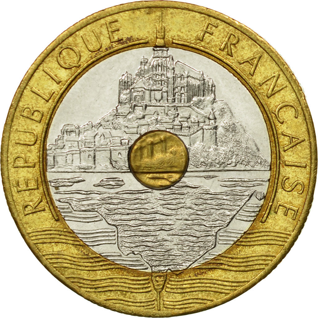 Monnaie, France, Mont Saint Michel, 20 Francs, 1992, Paris, TB+, Tri-Metallic