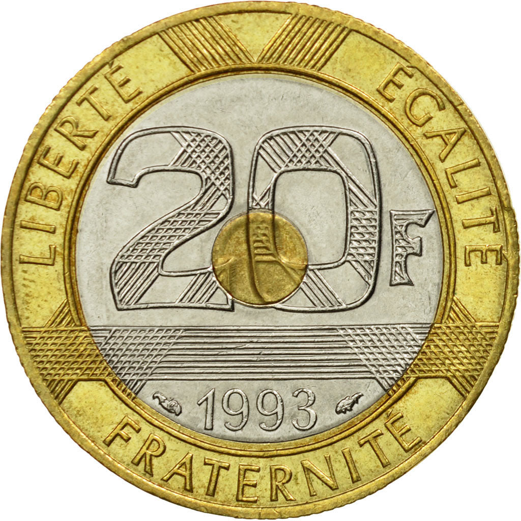 Monnaie, France, Mont Saint Michel, 20 Francs, 1993, Paris, TTB, Tri-Metallic