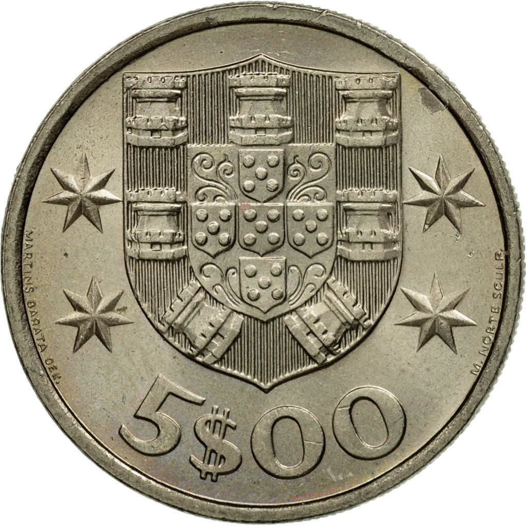 Coin, Portugal, 5 Escudos, 1983, MS(63), Copper-nickel, KM:591