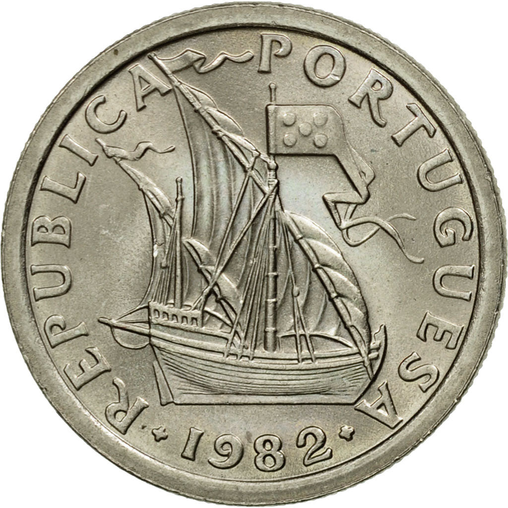 Coin, Portugal, 2-1/2 Escudos, 1982, MS(63), Copper-nickel, KM:590