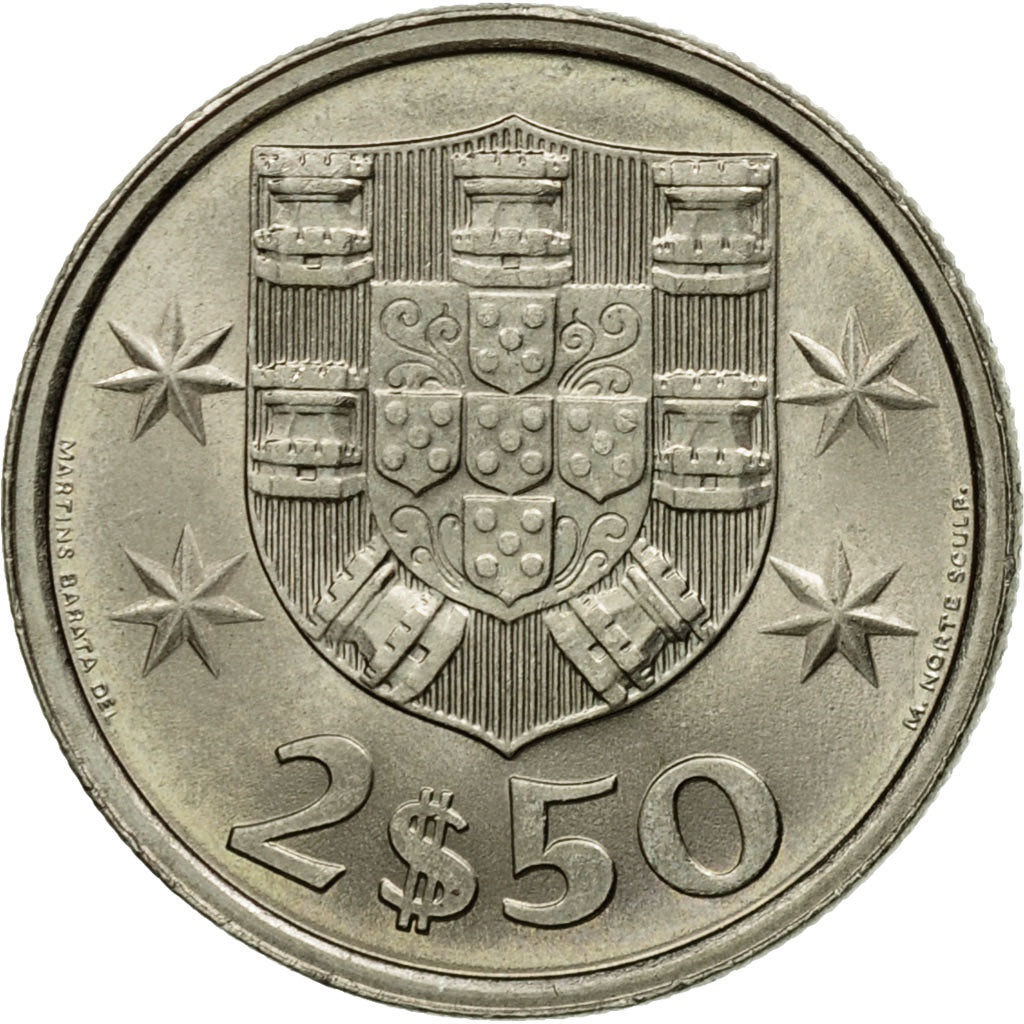 Coin, Portugal, 2-1/2 Escudos, 1982, MS(63), Copper-nickel, KM:590