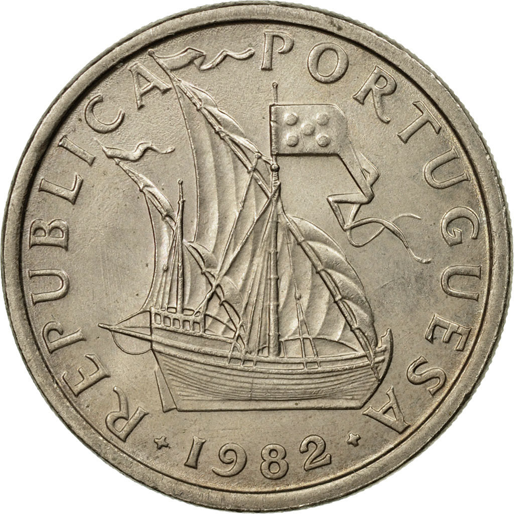 Coin, Portugal, 5 Escudos, 1982, MS(63), Copper-nickel, KM:591