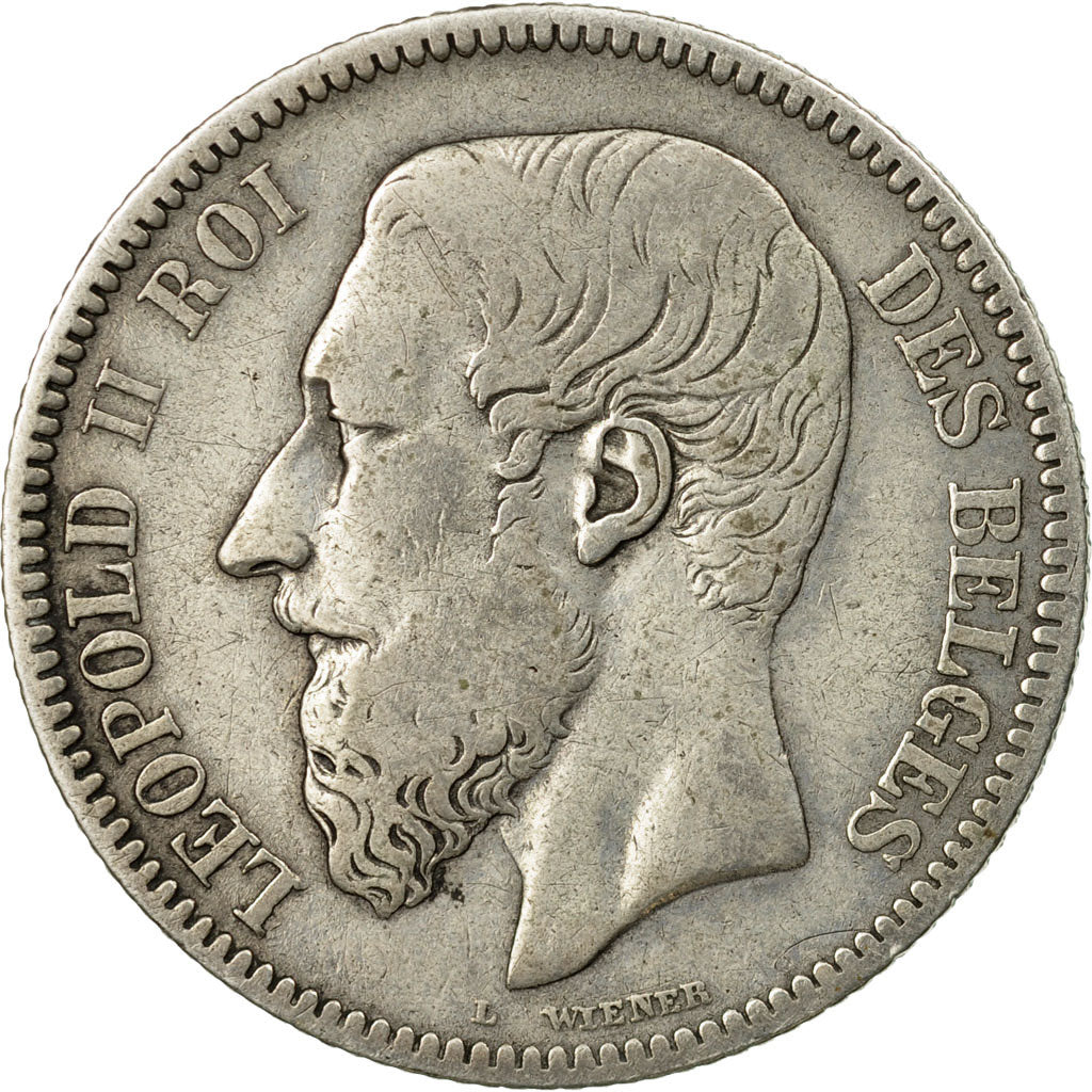 Coin, Belgium, Leopold II, 2 Francs, 2 Frank, 1866, VF(30-35), Silver, KM:30.1