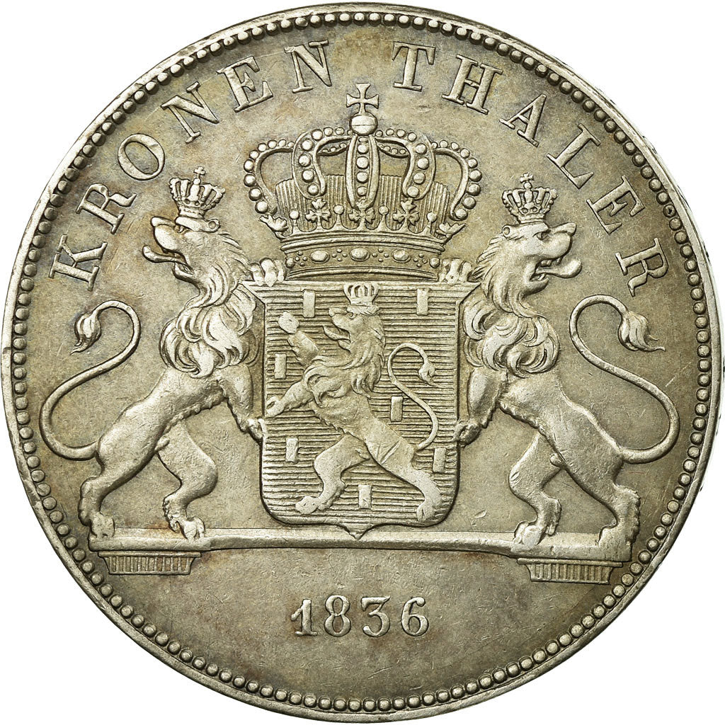 Münze, Deutsch Staaten, NASSAU, Wilhelm, Thaler, Krone, 1836, Wiesbaden, VZ