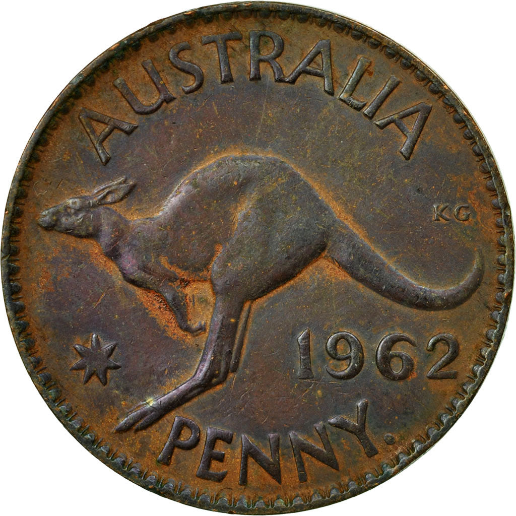 Coin, Australia, Elizabeth II, Penny, 1962, EF(40-45), Bronze, KM:56