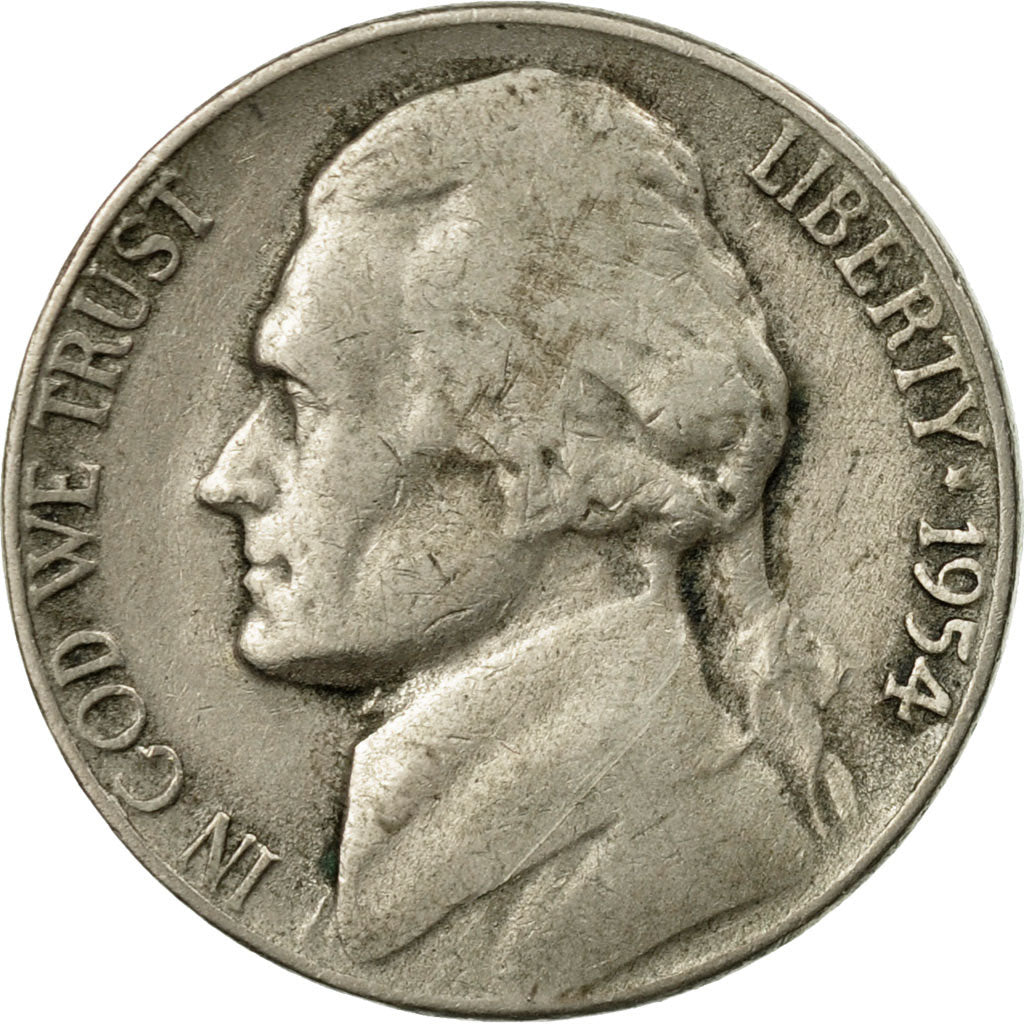 Moneda, Estados Unidos, Jefferson Nickel, 5 Cents, 1954, U.S. Mint