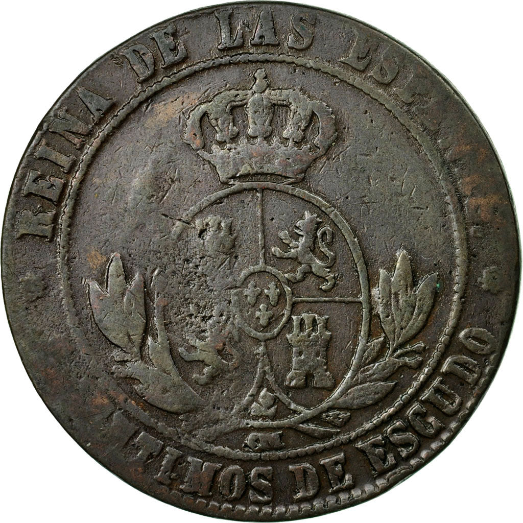 Coin, Spain, Isabel II, 5 Centimos, 1868, Madrid, VG(8-10), Copper, KM:635.1