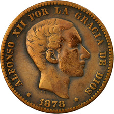 Coin, Spain, Alfonso XII, 10 Centimos, 1878, Madrid, EF(40-45), Bronze, KM:675