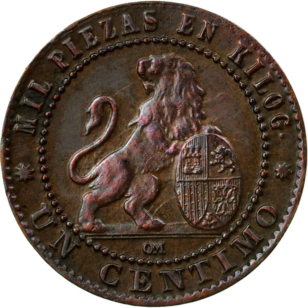Coin, Spain, Provisional Government, Centimo, 1870, Madrid, AU(55-58), Copper