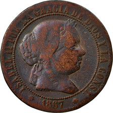 Coin, Spain, Isabel II, 2-1/2 Centimos, 1867, Madrid, VF(30-35), Copper