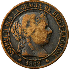 Coin, Spain, Isabel II, 2-1/2 Centimos, 1868, Madrid, VF(20-25), Copper