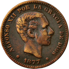 Coin, Spain, Alfonso XII, 5 Centimos, 1877, Madrid, VF(30-35), Bronze, KM:674
