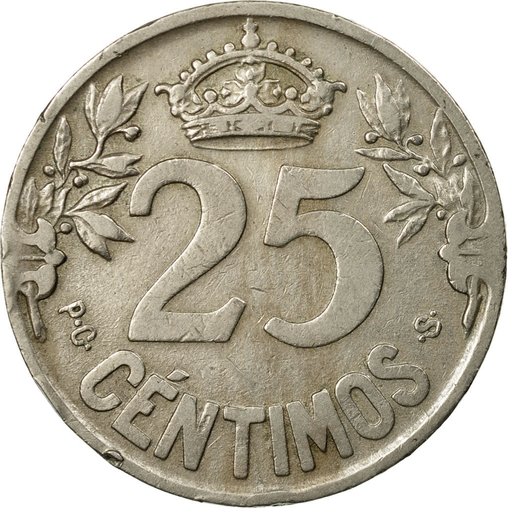 Coin, Spain, Alfonso XIII, 25 Centimos, 1925, Madrid, EF(40-45), Copper-nickel